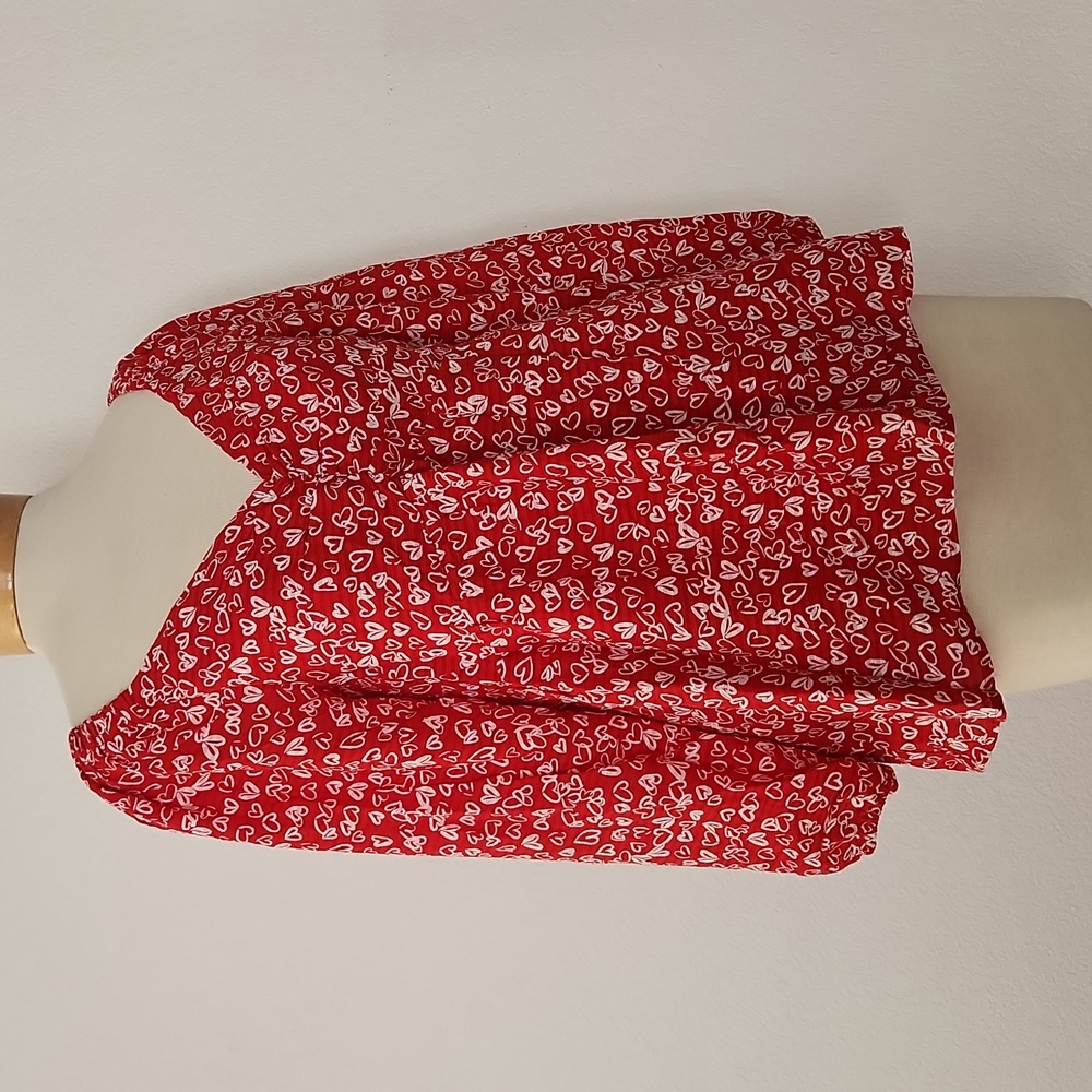 Women's Loft Heart Cinched Sweetheart Neck Blouse Red Sz 6